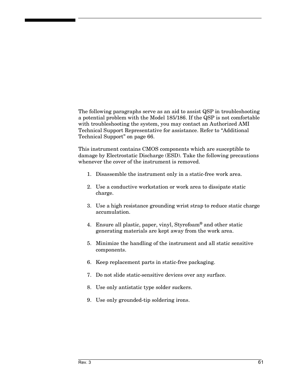 7 service guide, 1 troubleshooting procedures, Service guide | American Magnetics 185 & 186 Liquid Level Instruments (CE-Marked) User Manual | Page 71 / 82