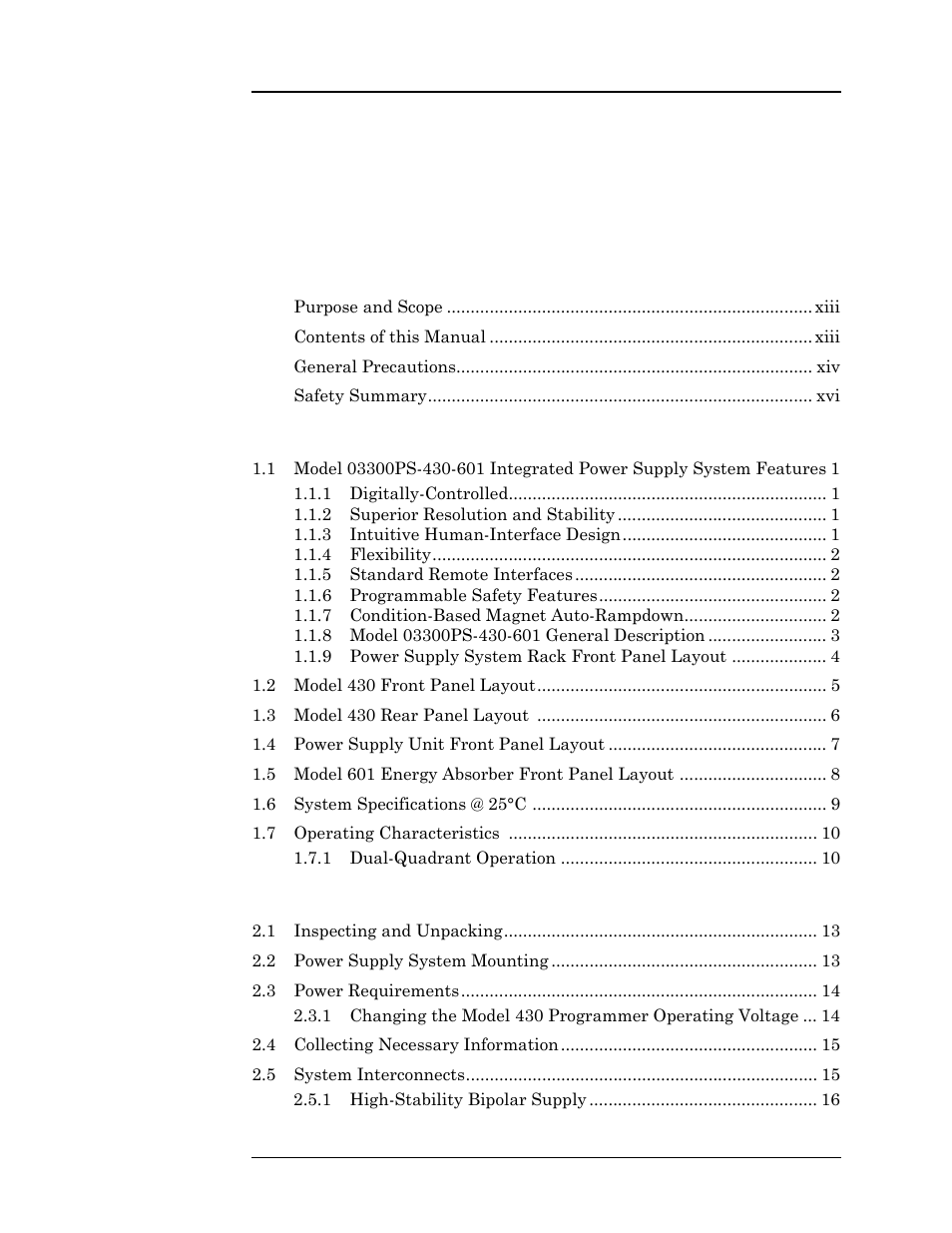 American Magnetics 03300PS-430-601 High Stability Integrated Power Supply System User Manual | Page 3 / 226