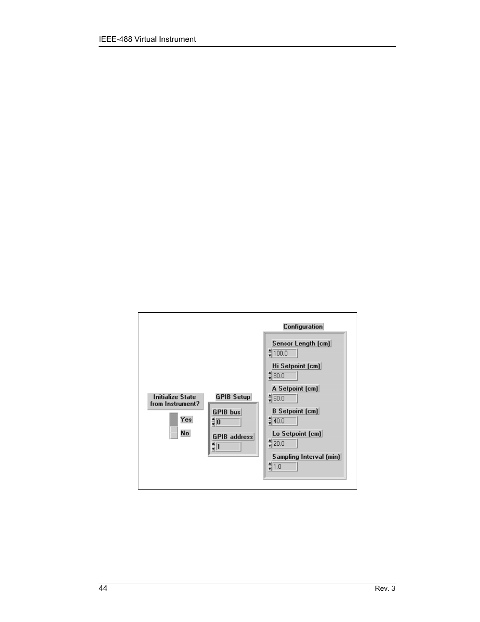 1 launching and initializing the gpib vi, Launching and initializing the gpib vi, Virtual instrument operation | American Magnetics 135 & 136 Liquid Helium Level Instruments (CE-Marked) User Manual | Page 56 / 72