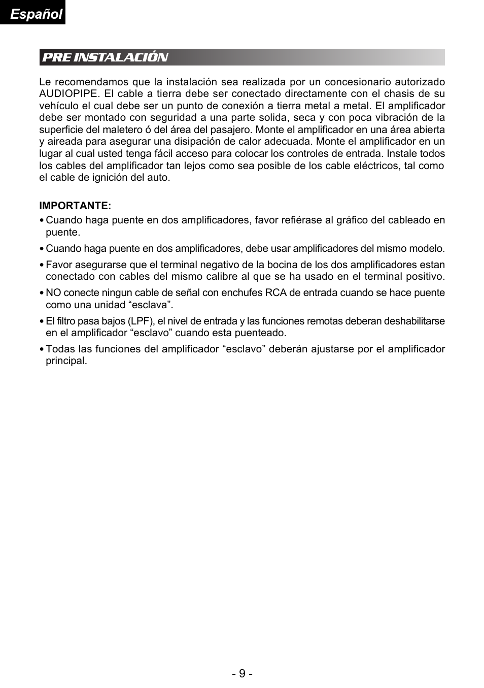 Audiopipe APSM-4050 es User Manual | Page 34 / 47