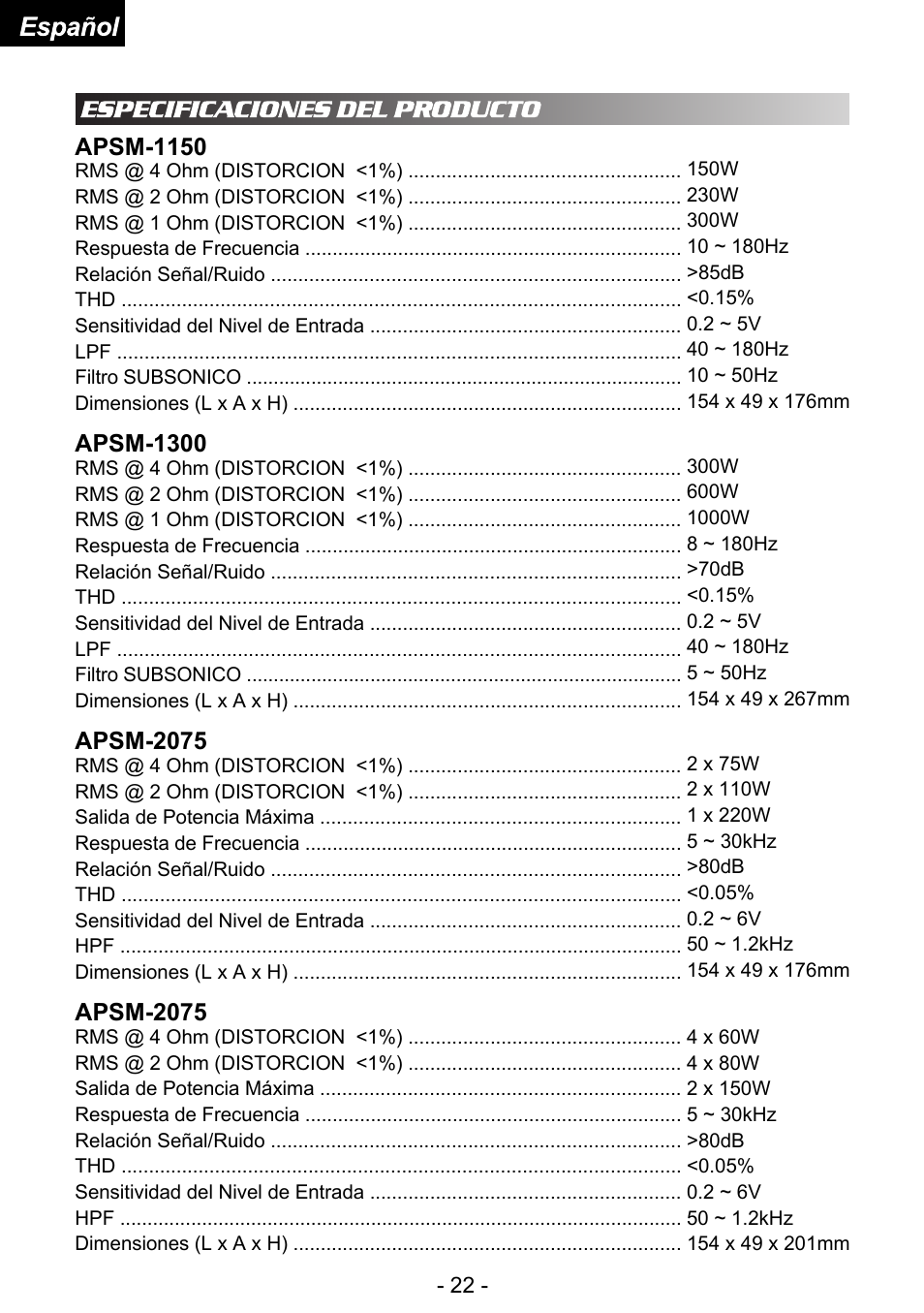 Audiopipe APSM-4050 es User Manual | Page 47 / 47