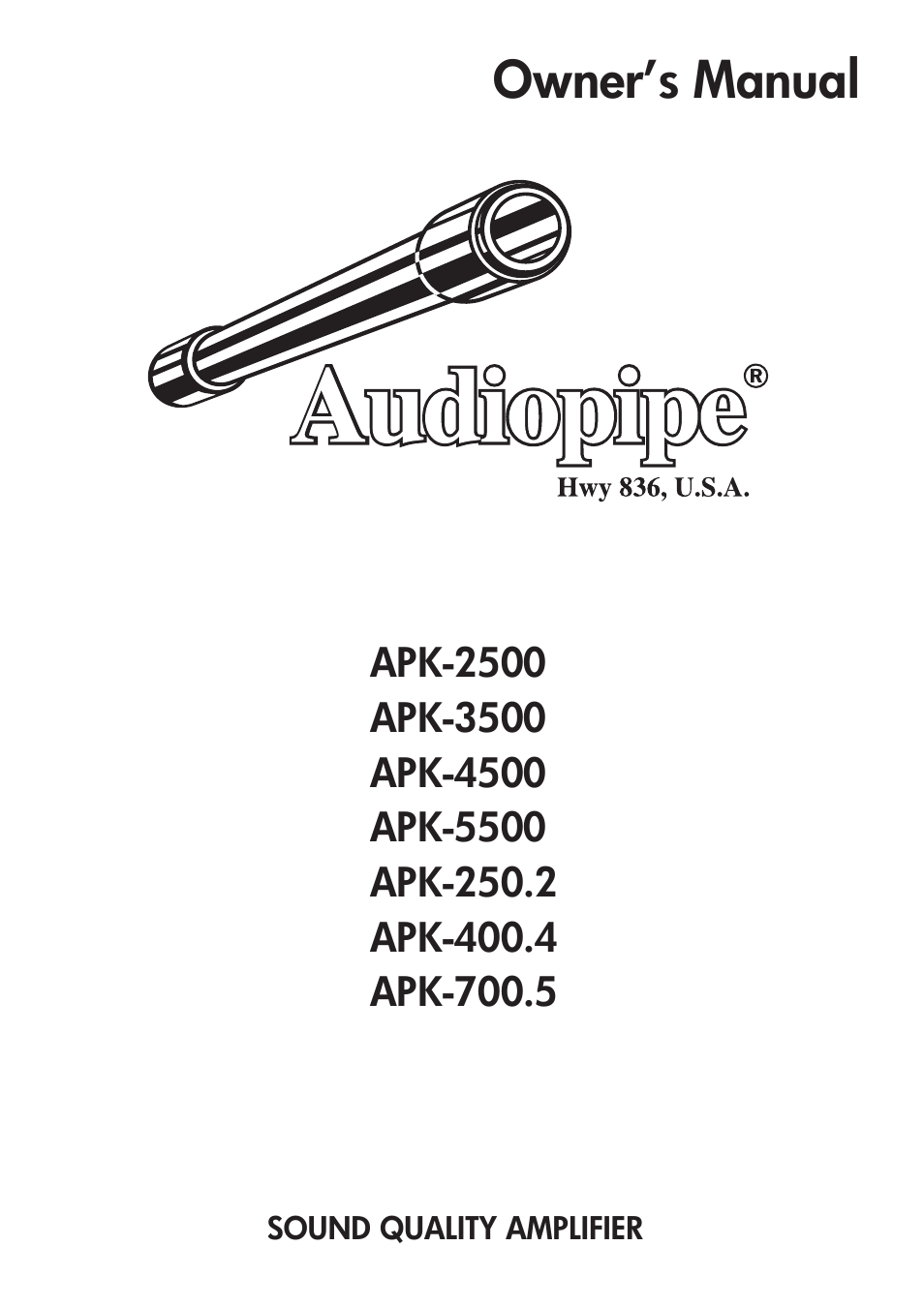 Audiopipe APK-700.5 User Manual | 12 pages