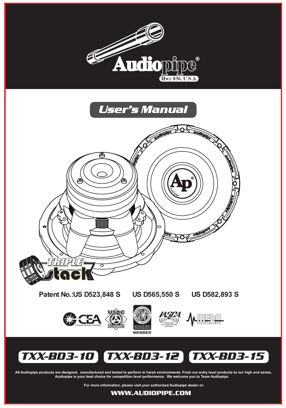 Audiopipe TXX-BD3-15 User Manual | 12 pages