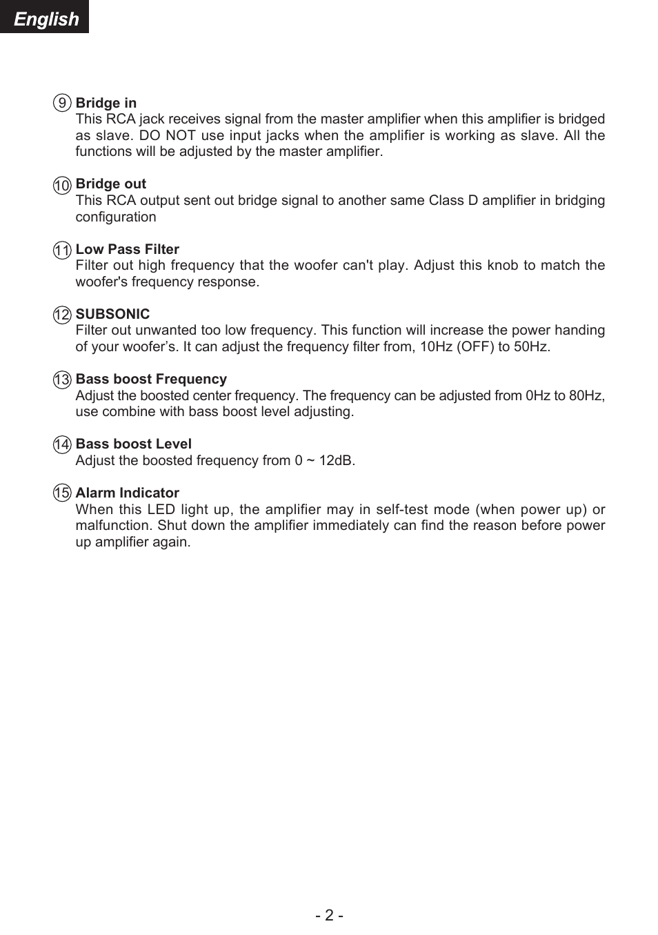 English | Audiopipe APCL-15001D es User Manual | Page 4 / 22