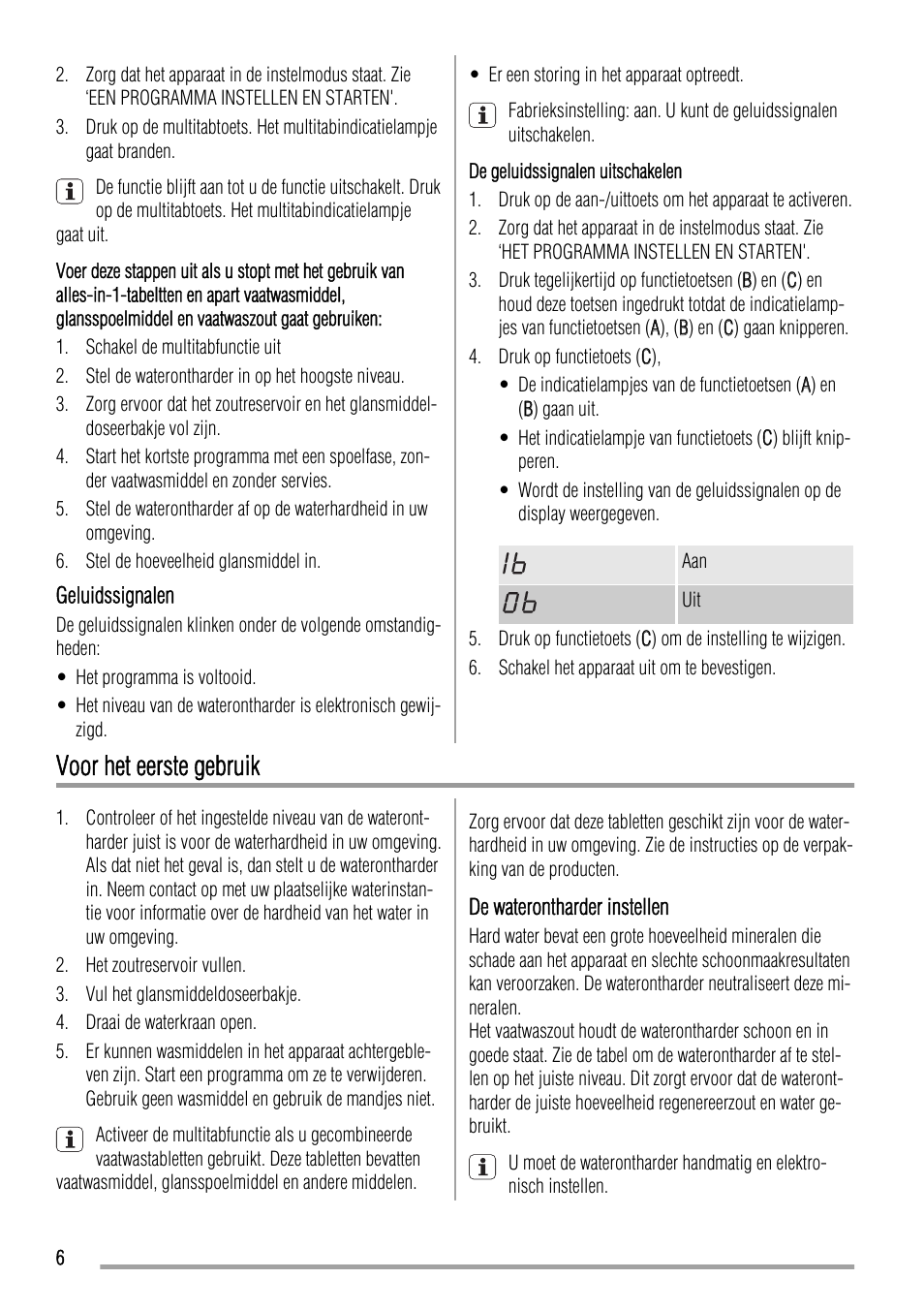 Voor het eerste gebruik | Zanussi ZDT 16002 FA User Manual | Page 6 / 56