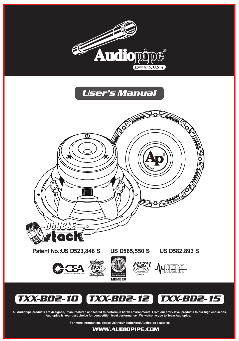 Audiopipe TXX-BD2-15 User Manual | 12 pages