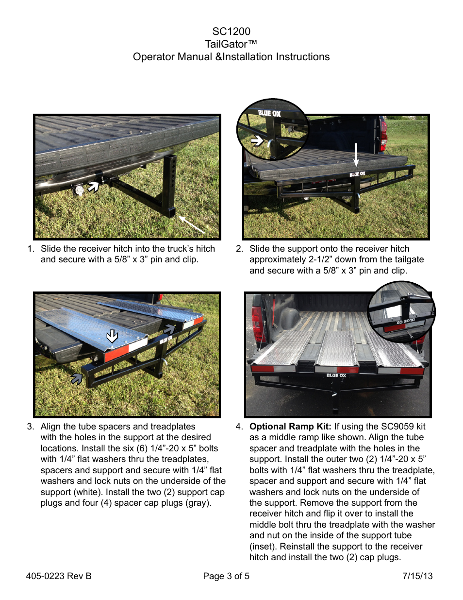 Blue Ox SC1200 User Manual | Page 3 / 5