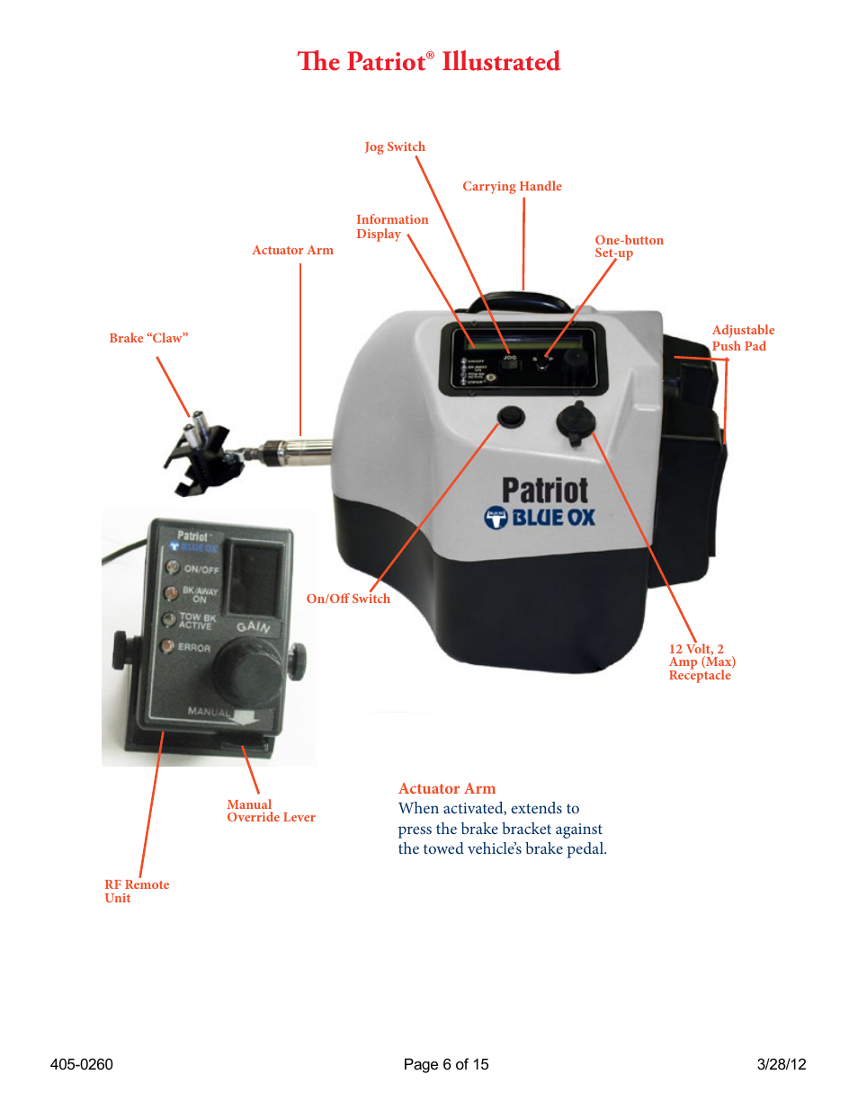 The patriot® illustrated | Blue Ox BRK2012 User Manual | Page 6 / 15