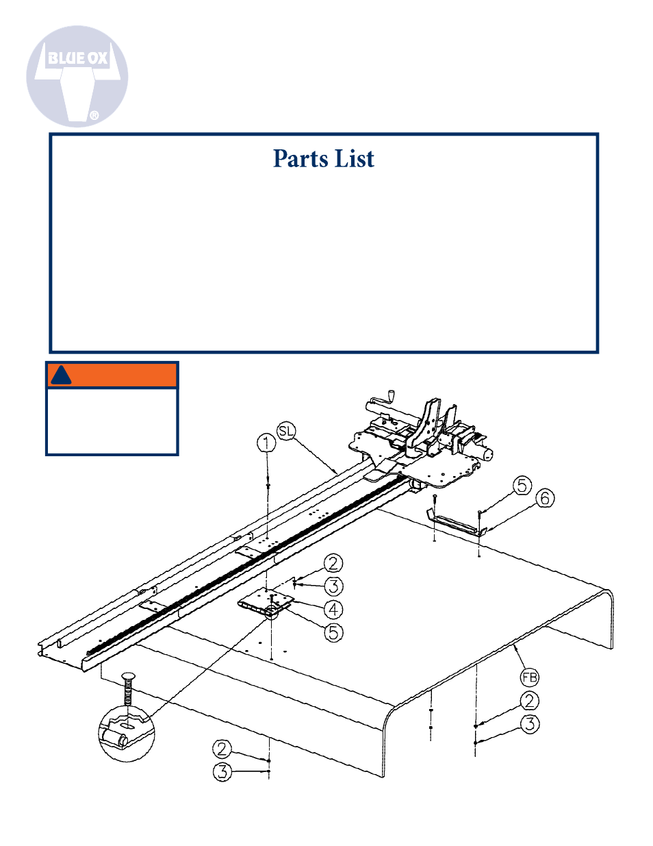 Warning, Ref. no. qty. part # description | Blue Ox SC9049 User Manual | Page 2 / 2