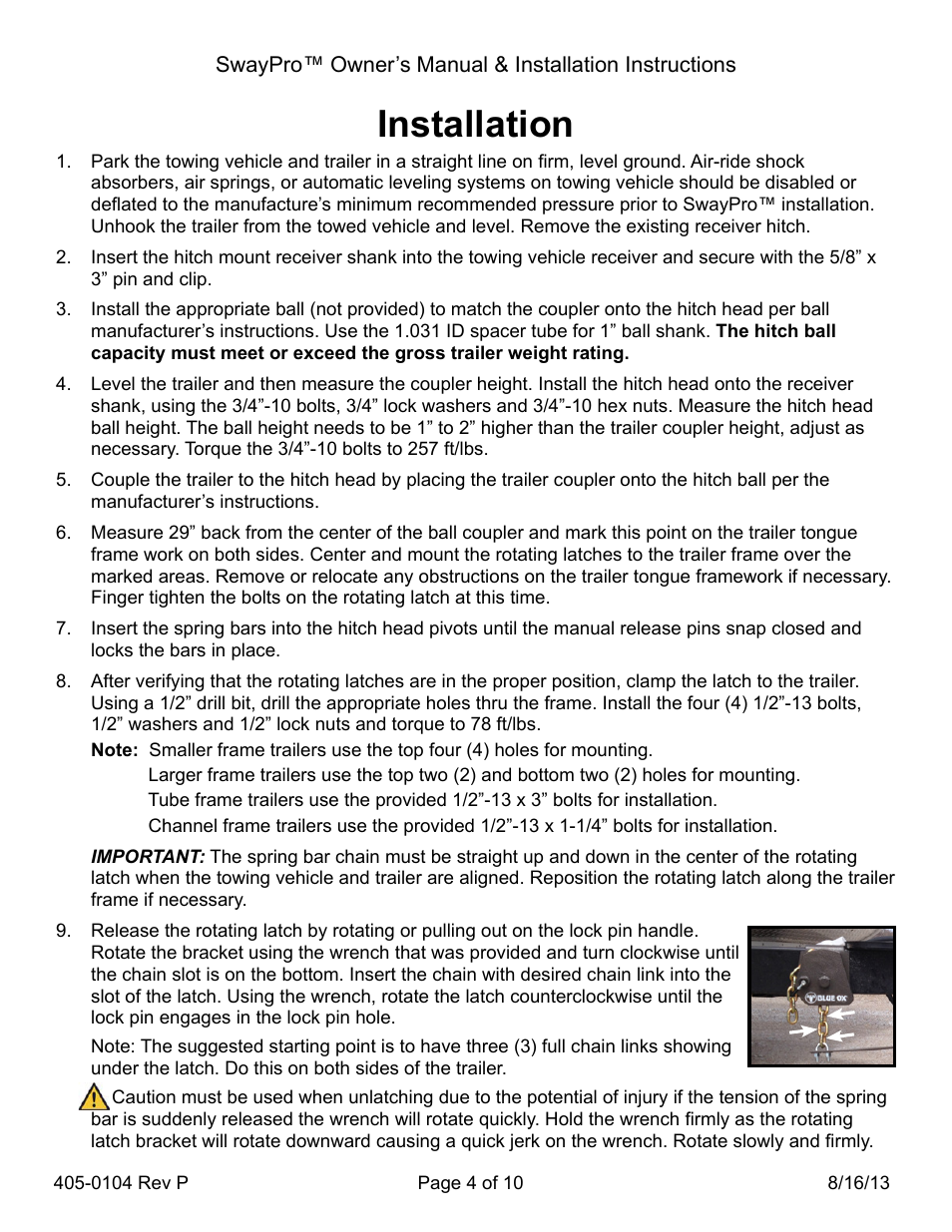 Installation | Blue Ox BXW2001 User Manual | Page 4 / 10