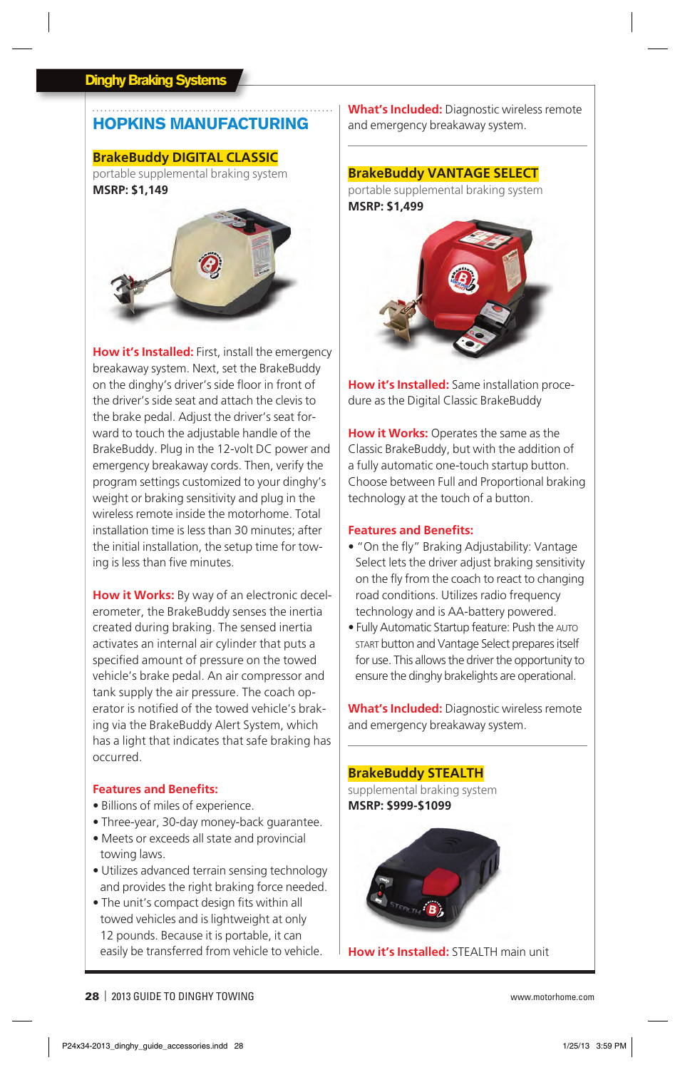 P028-2013_dinghy_guide_accessories, Hopkins manufacturing | Blue Ox 2013 Dinghy Towing Guide User Manual | Page 28 / 36