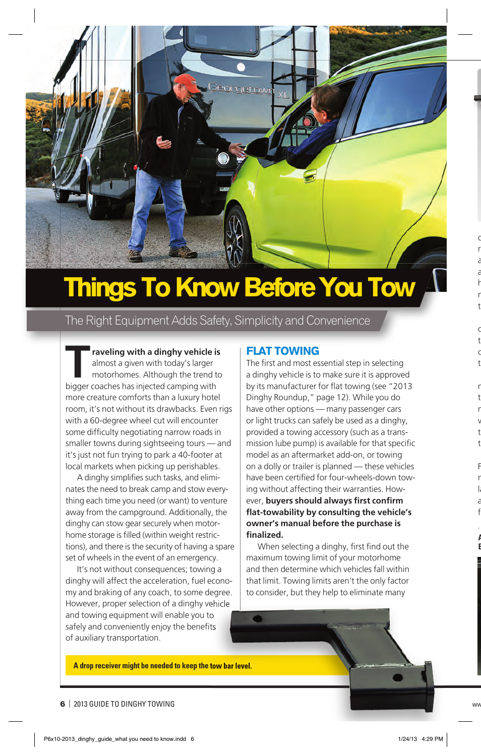 P006-2013_dinghy_guide_what you need to know, Things to know before you tow | Blue Ox 2013 Dinghy Towing Guide User Manual | Page 6 / 36