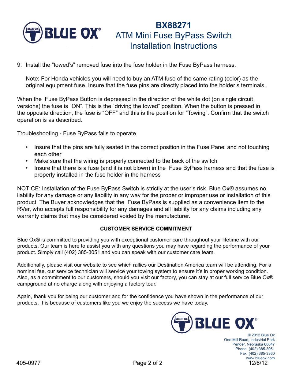 Blue Ox BX88271 User Manual | Page 2 / 2