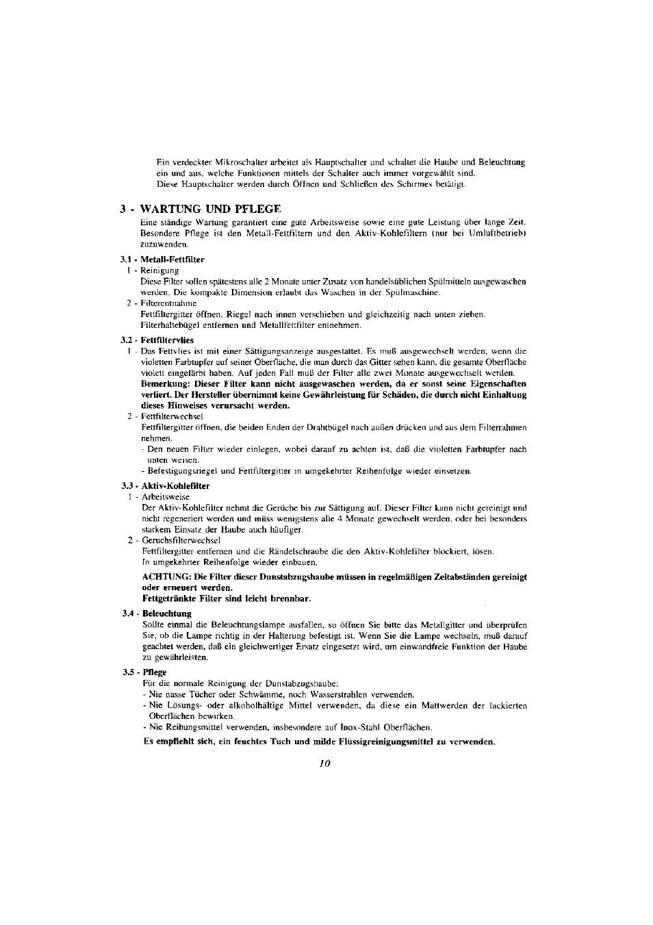 3 - wartung und pflege | Zanussi ZHP 610 W User Manual | Page 10 / 10