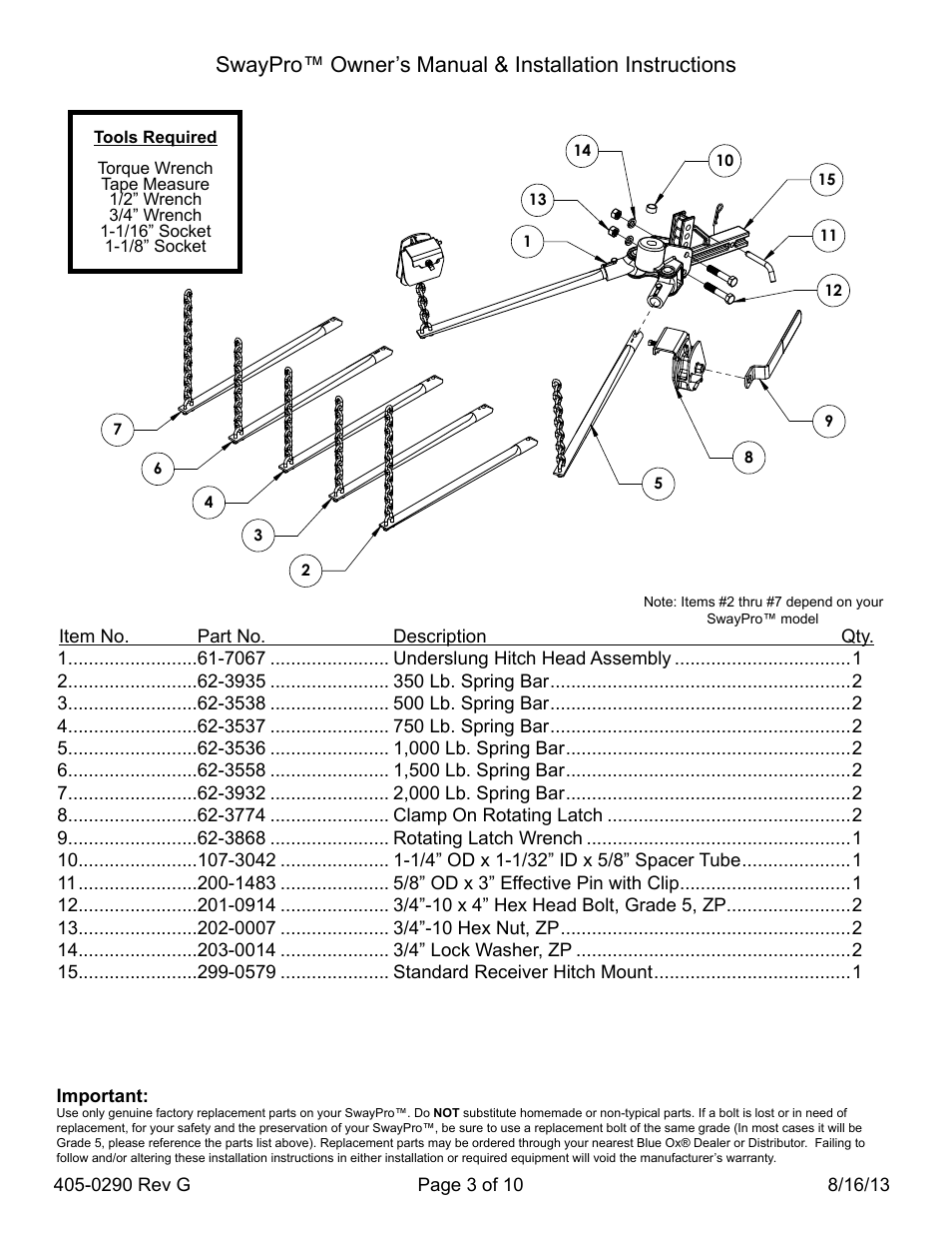 Blue Ox BXW2003 User Manual | Page 3 / 10
