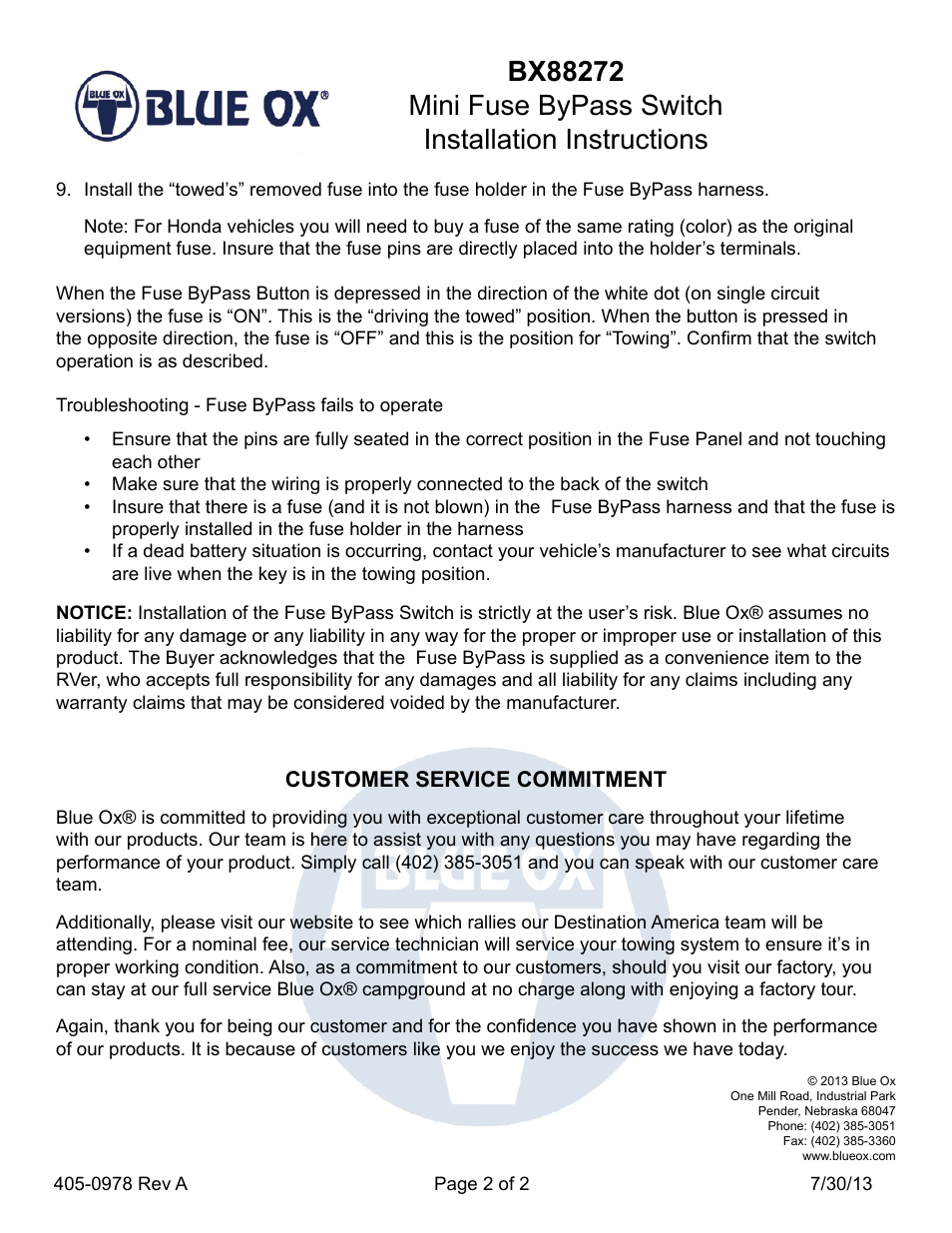 Blue Ox BX88272 User Manual | Page 2 / 2