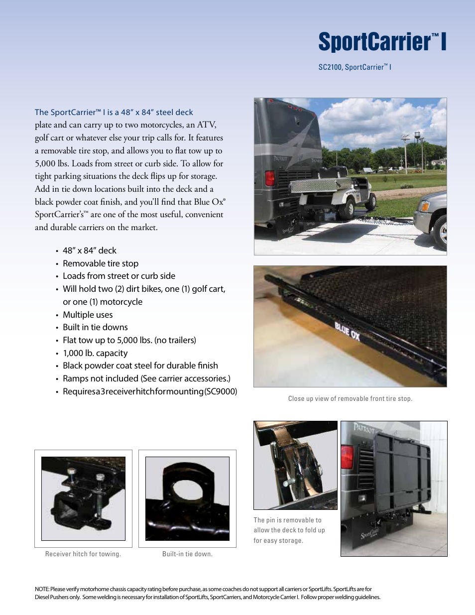 Sportcarrier | Blue Ox Sport Carrier Product Brochure User Manual | Page 7 / 12