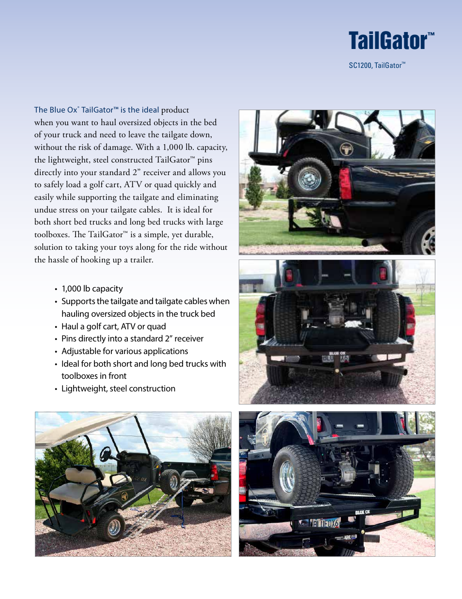 Tailgator | Blue Ox Sport Carrier Product Brochure User Manual | Page 9 / 12