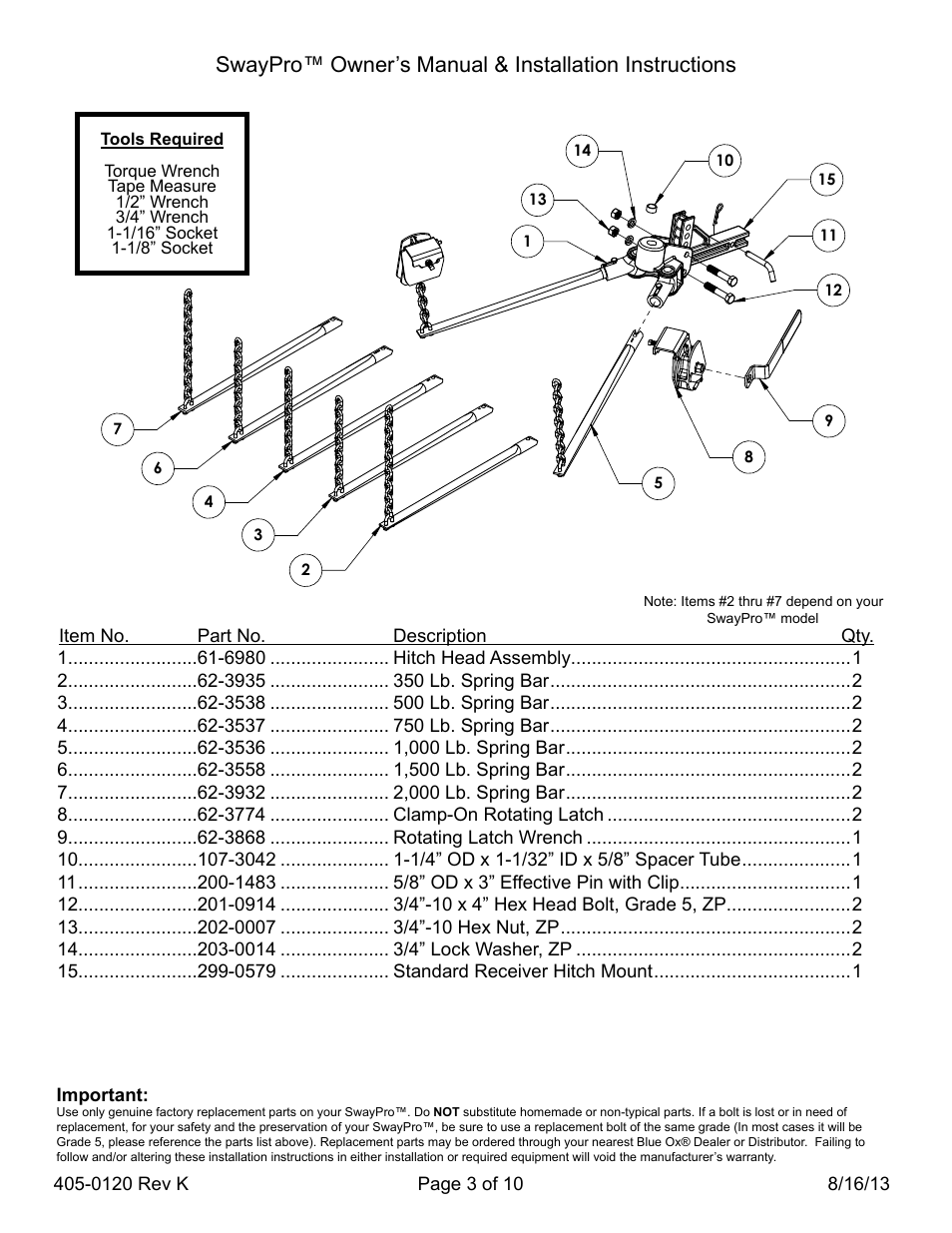 Blue Ox BXW2000 User Manual | Page 3 / 10