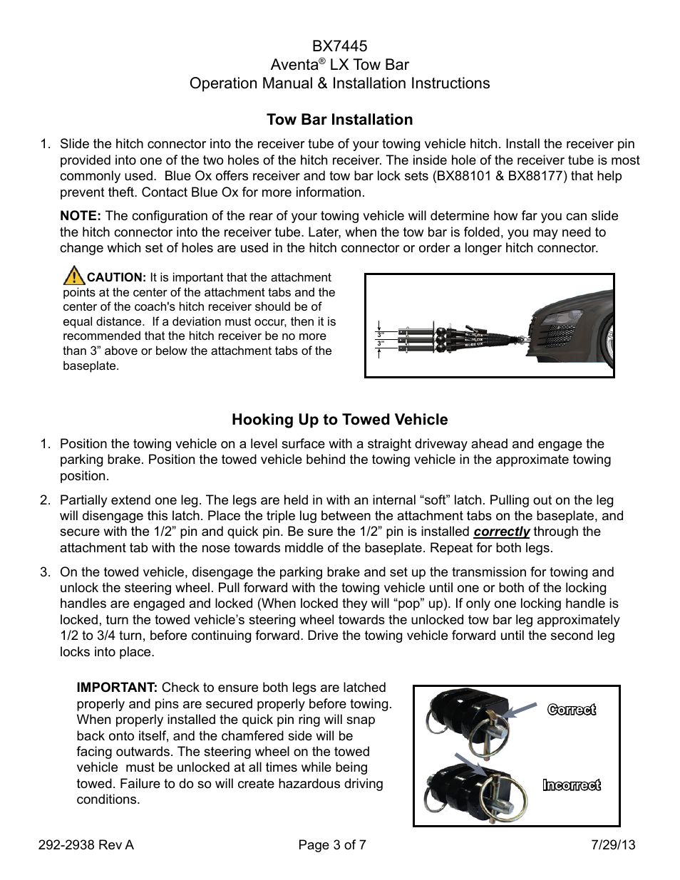 Blue Ox BX7445 User Manual | Page 3 / 7