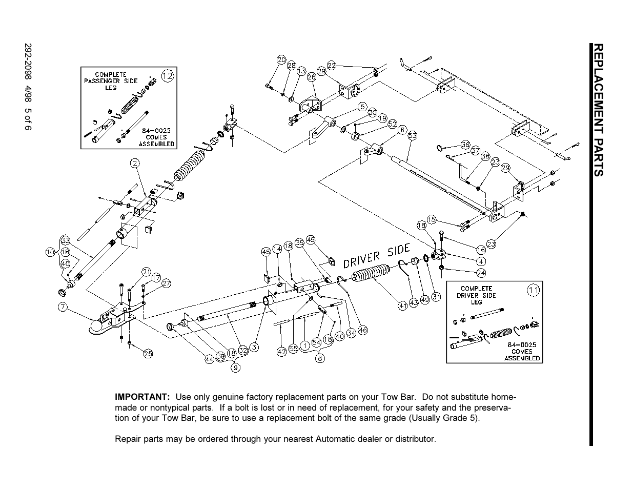 Replacement p arts | Blue Ox BX4335 User Manual | Page 5 / 8