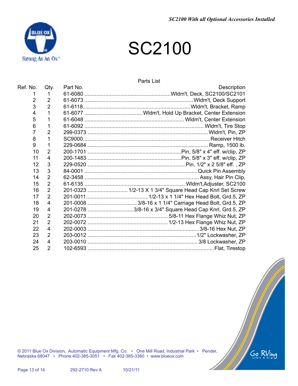 Sc2100 | Blue Ox SC2100 User Manual | Page 14 / 16