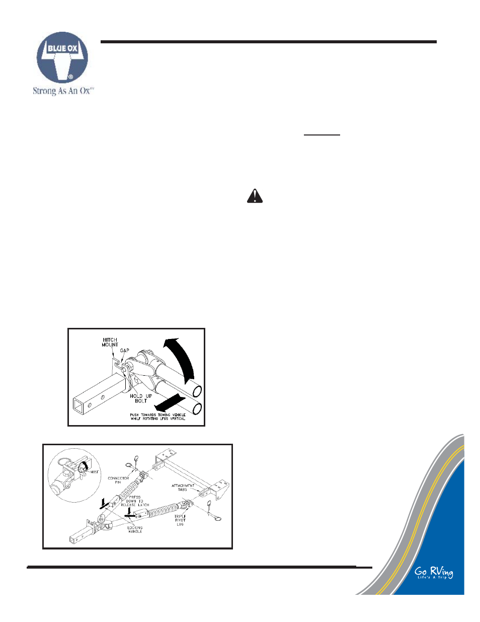 Hooking up / extending tow bar | Blue Ox BX7335 User Manual | Page 4 / 9