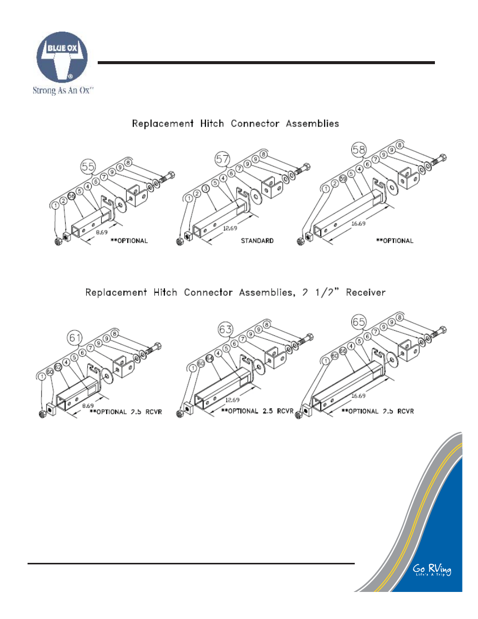 Replacement parts | Blue Ox BX7335 User Manual | Page 8 / 9