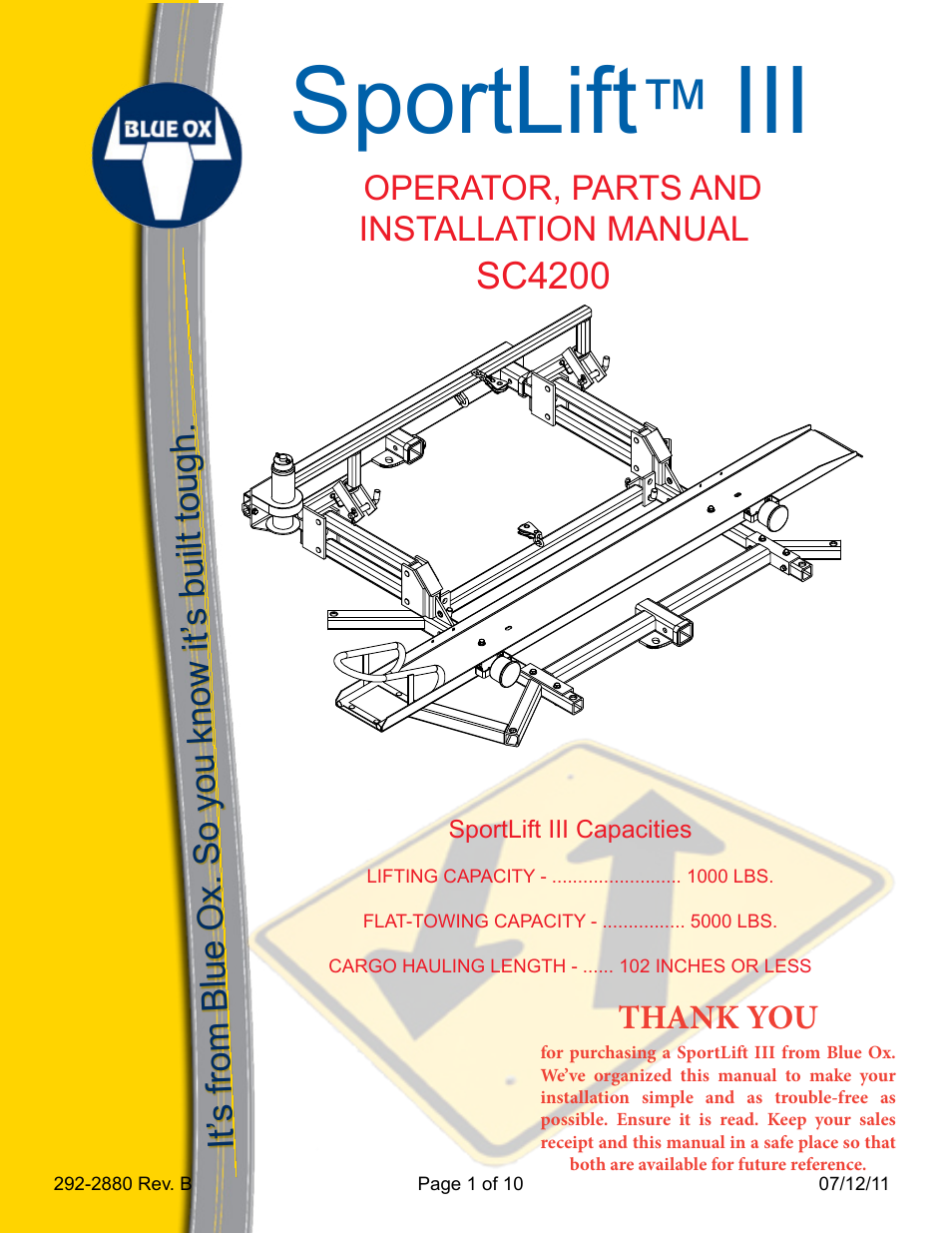 Blue Ox SC4200 User Manual | 11 pages