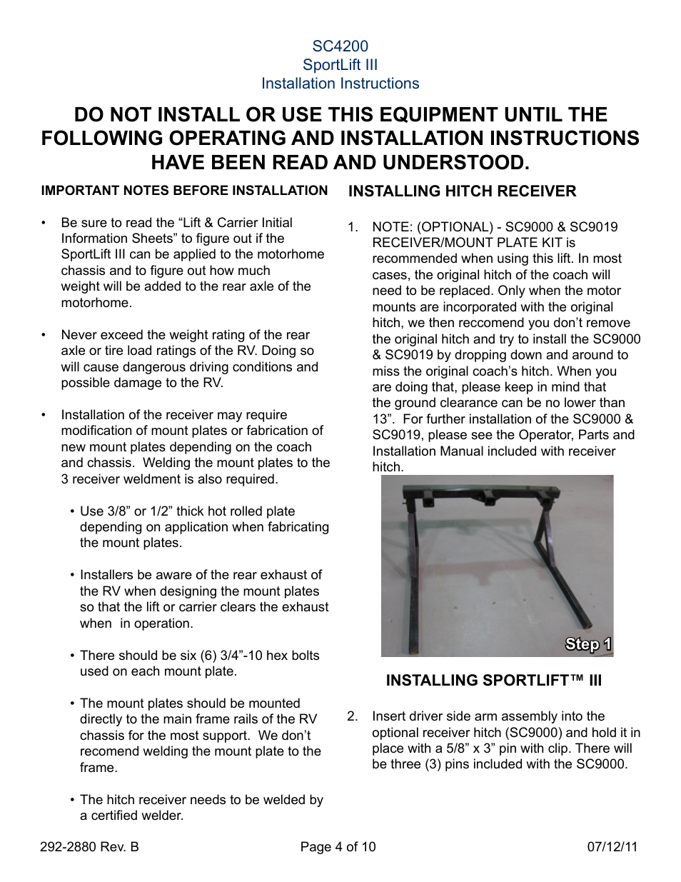 Blue Ox SC4200 User Manual | Page 4 / 11