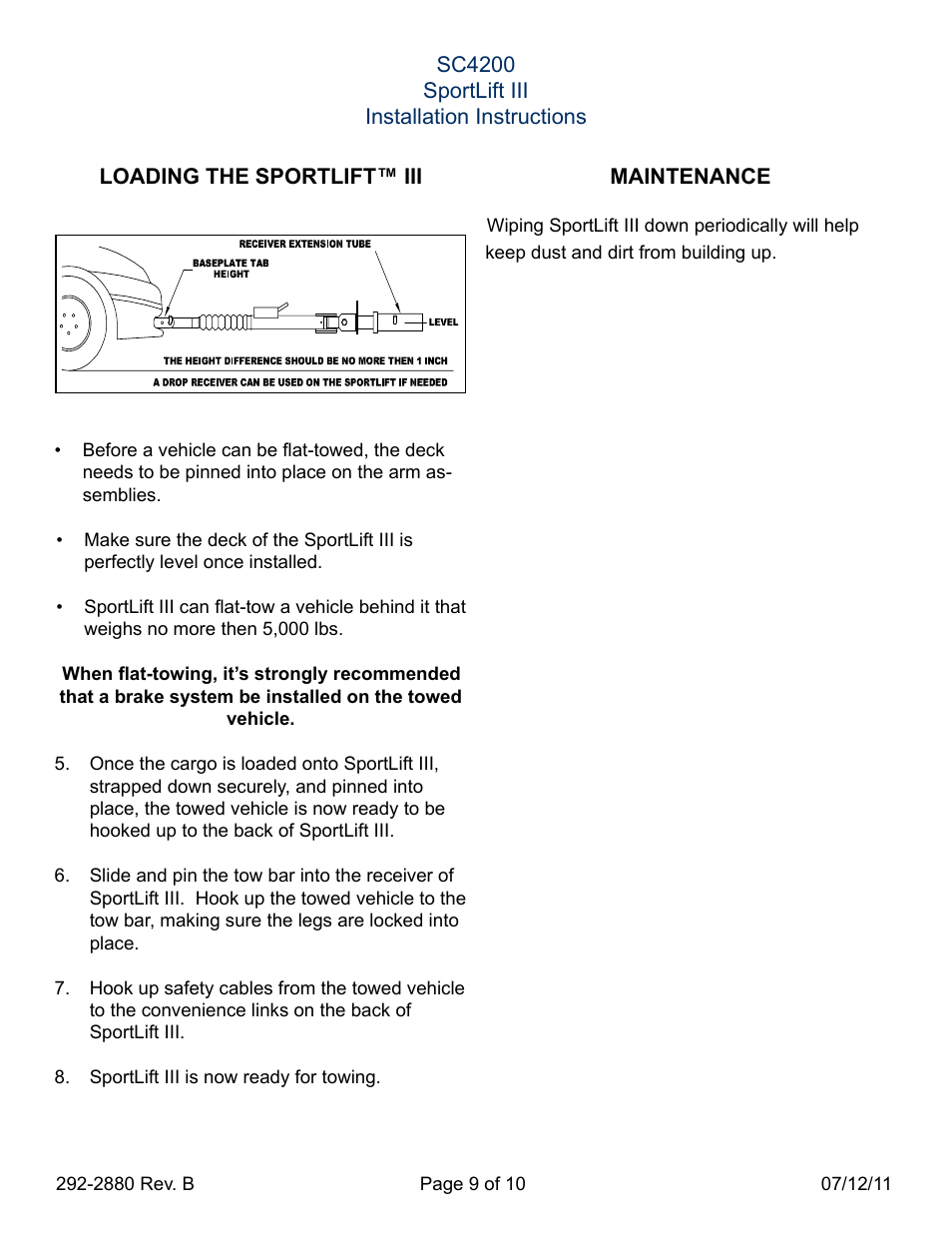Blue Ox SC4200 User Manual | Page 9 / 11