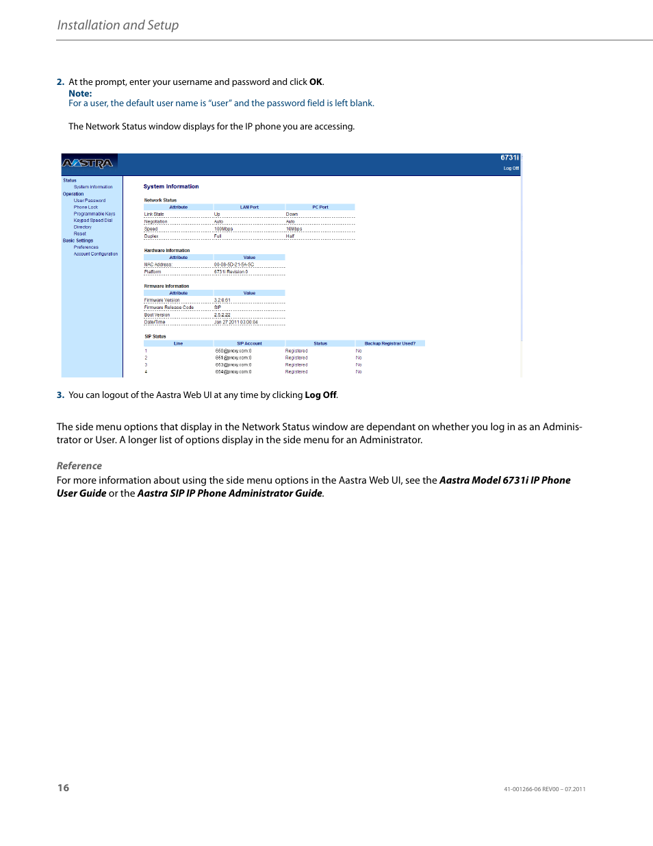 Installation and setup | AASTRA 6731i Installation Guide EN User Manual | Page 19 / 25