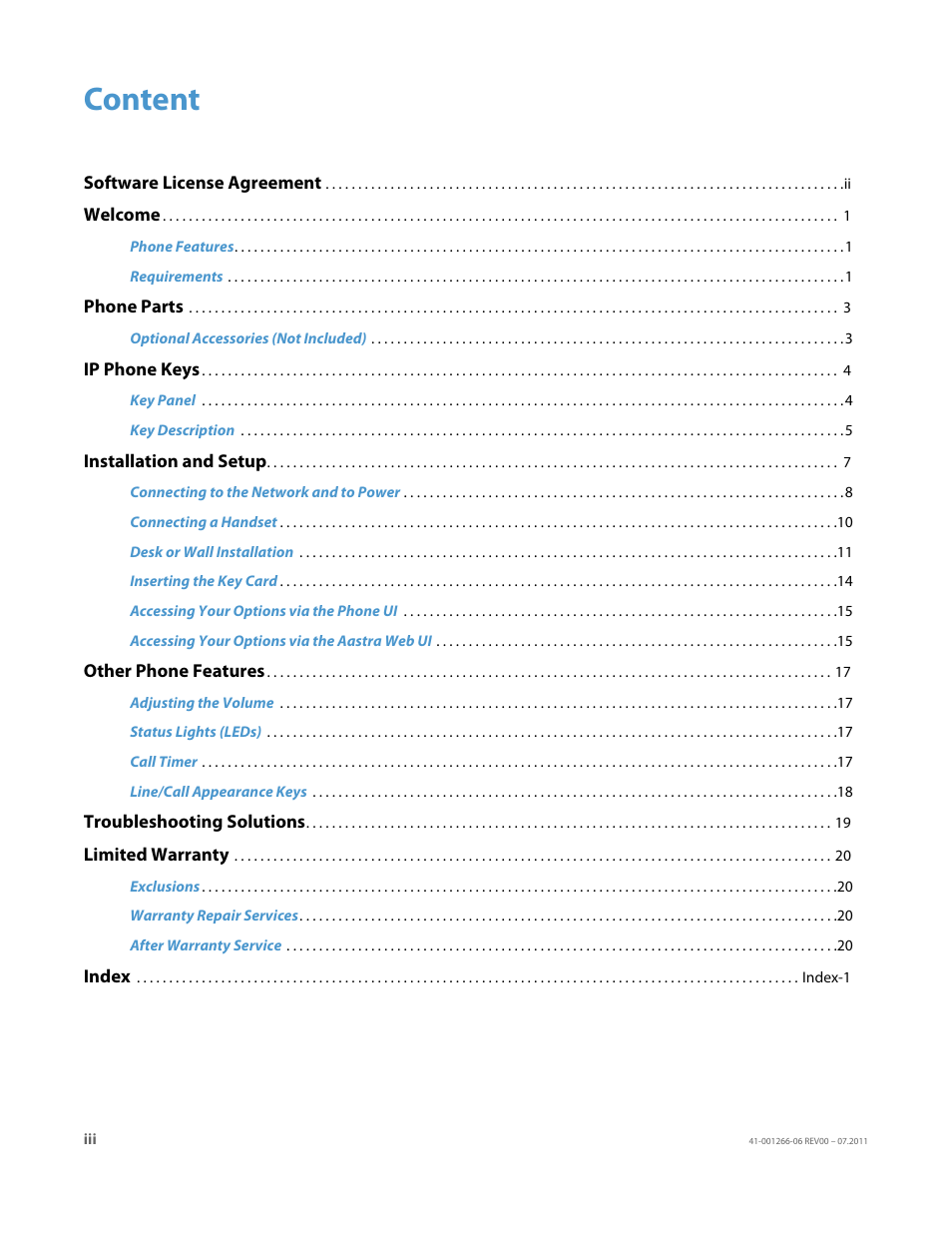 Content | AASTRA 6731i Installation Guide EN User Manual | Page 3 / 25