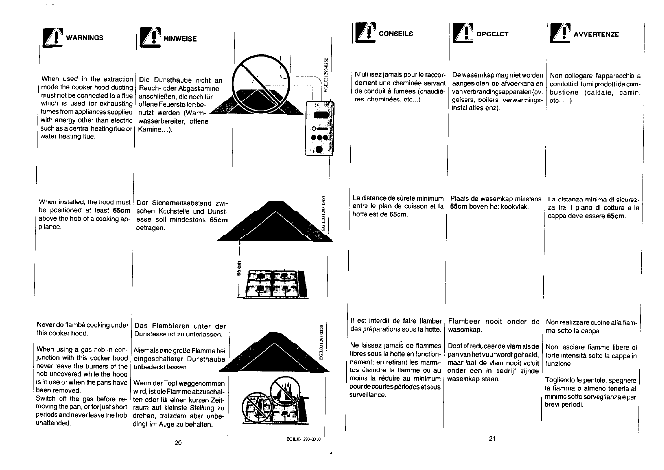 I warnings, Avvertenze | Zanussi NH 100 EAX User Manual | Page 11 / 29