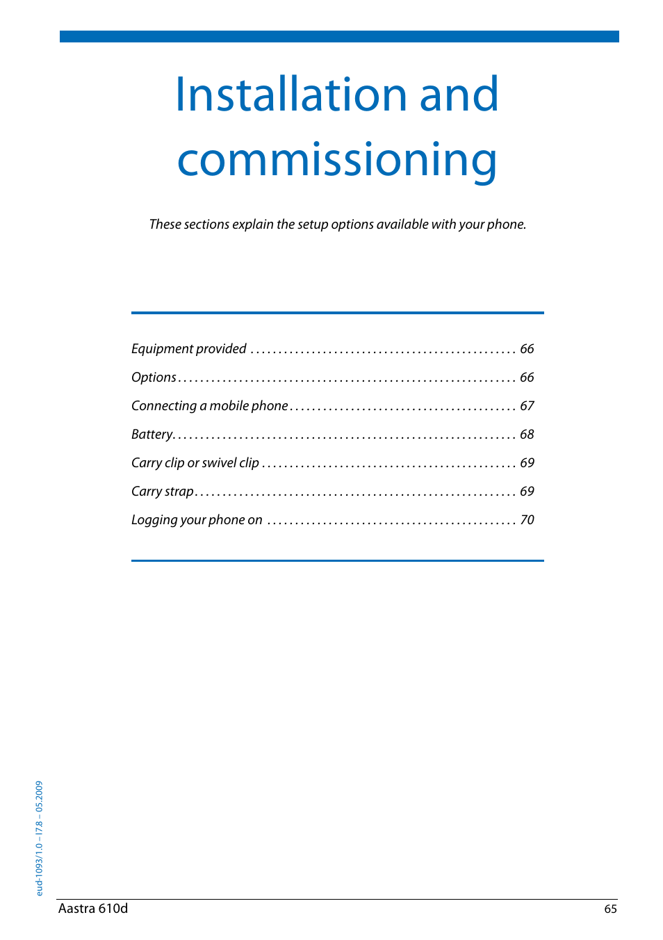 Installation and commissioning | AASTRA 610d for Aastra IntelliGate User Guide EN User Manual | Page 65 / 76