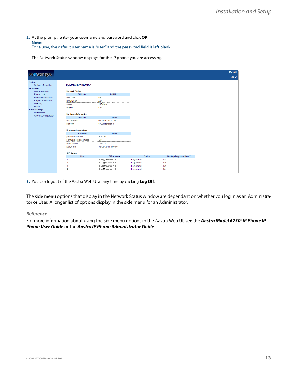 Installation and setup | AASTRA 6730i Installation Guide EN User Manual | Page 16 / 22