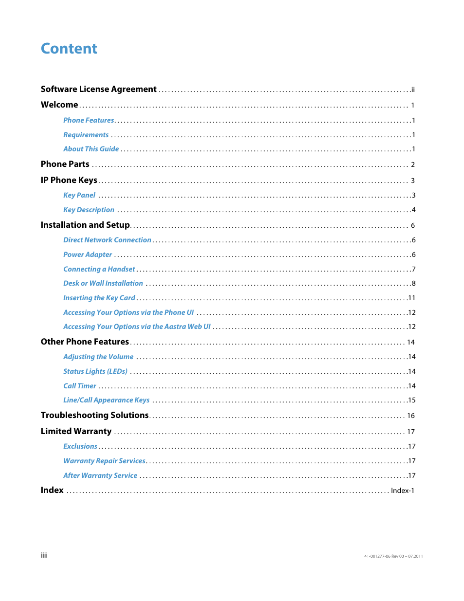 Content | AASTRA 6730i Installation Guide EN User Manual | Page 3 / 22