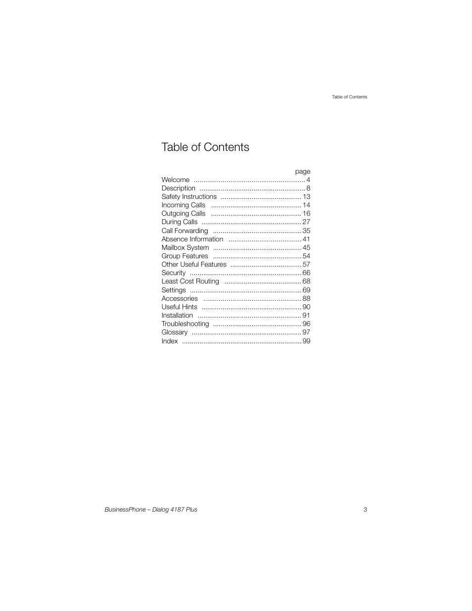 AASTRA 4187 Plus for BusinessPhone User Guide EN User Manual | Page 3 / 104