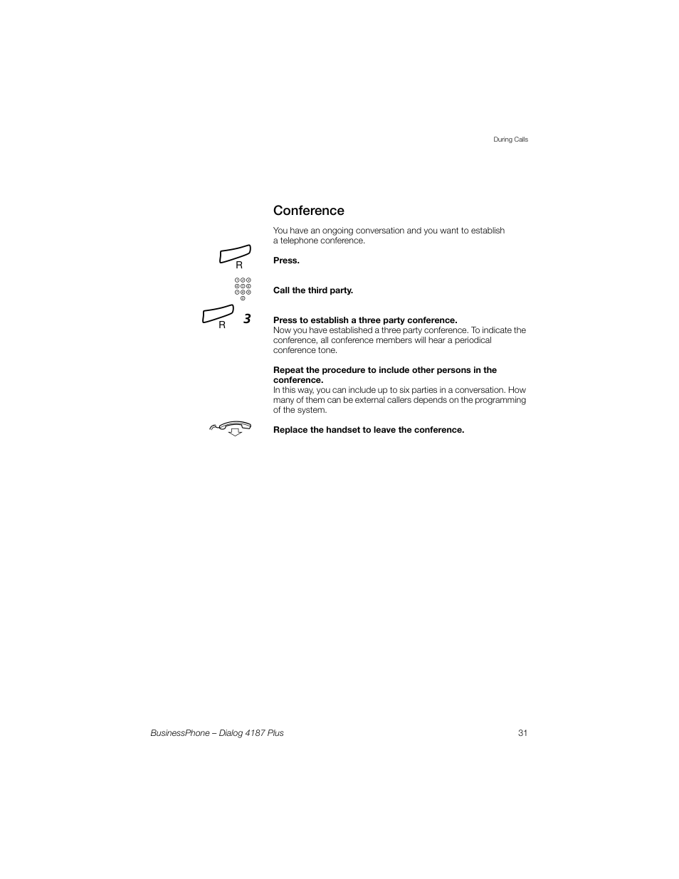 Conference | AASTRA 4187 Plus for BusinessPhone User Guide EN User Manual | Page 31 / 104