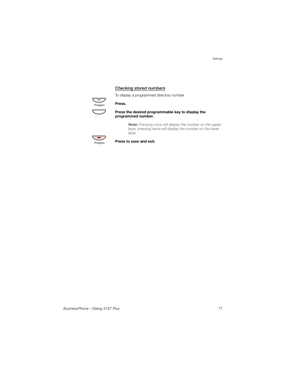 Checking stored numbers | AASTRA 4187 Plus for BusinessPhone User Guide EN User Manual | Page 77 / 104