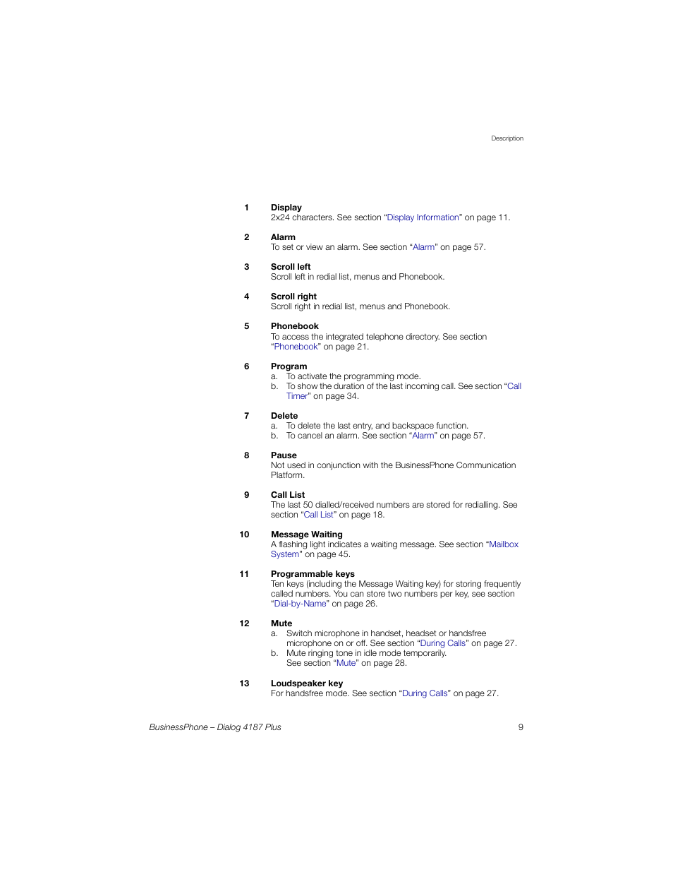 AASTRA 4187 Plus for BusinessPhone User Guide EN User Manual | Page 9 / 104