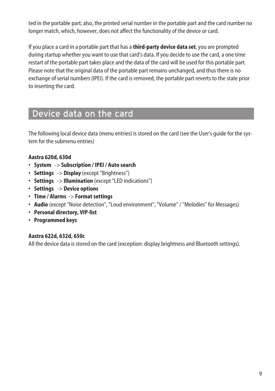 Device data on the card | AASTRA microSD-Card User Guide User Manual | Page 11 / 22