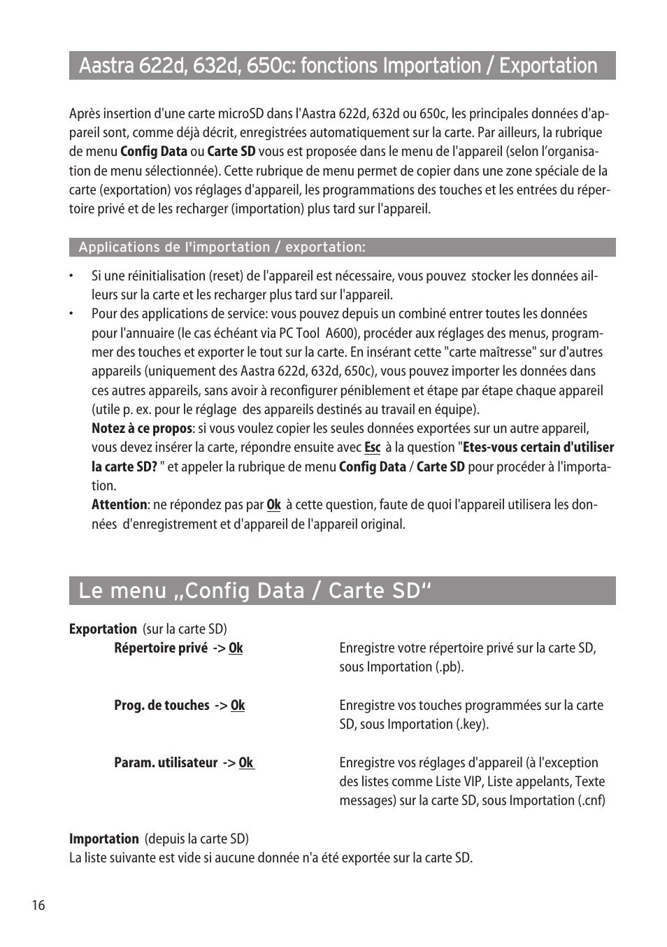 Le menu „config data / carte sd | AASTRA microSD-Card User Guide User Manual | Page 18 / 22