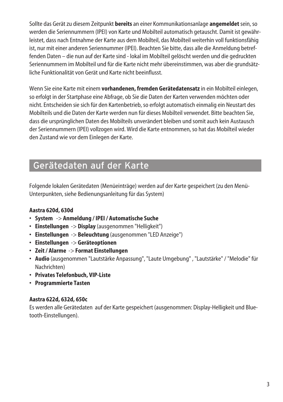 Gerätedaten auf der karte | AASTRA microSD-Card User Guide User Manual | Page 5 / 22