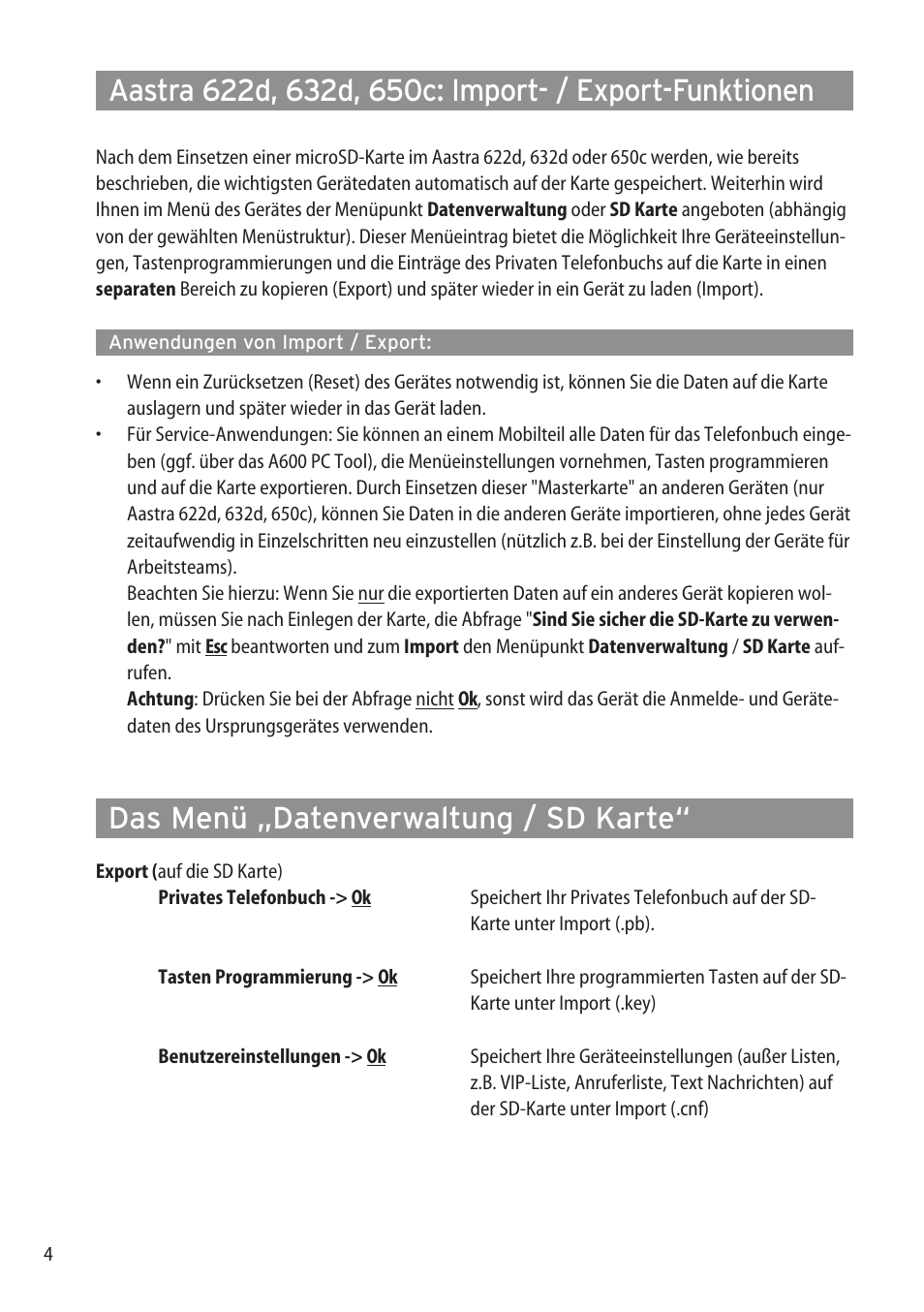 Das menü „datenverwaltung / sd karte | AASTRA microSD-Card User Guide User Manual | Page 6 / 22