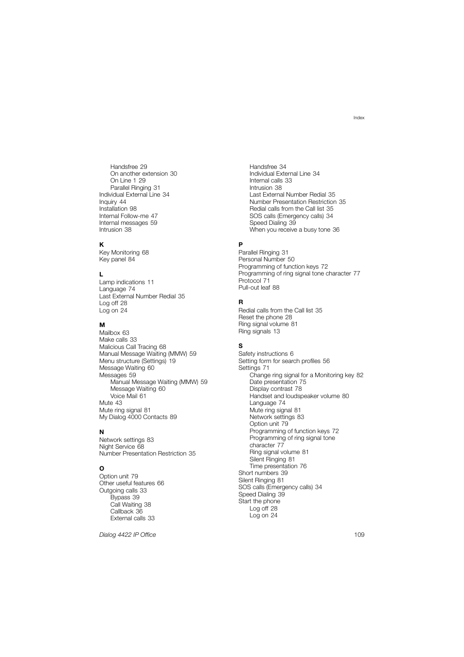 AASTRA 4422 IP Office (SIP) for MX-ONE User Guide User Manual | Page 109 / 111