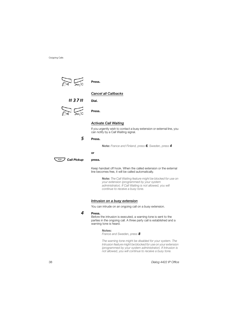 AASTRA 4422 IP Office (SIP) for MX-ONE User Guide User Manual | Page 38 / 111