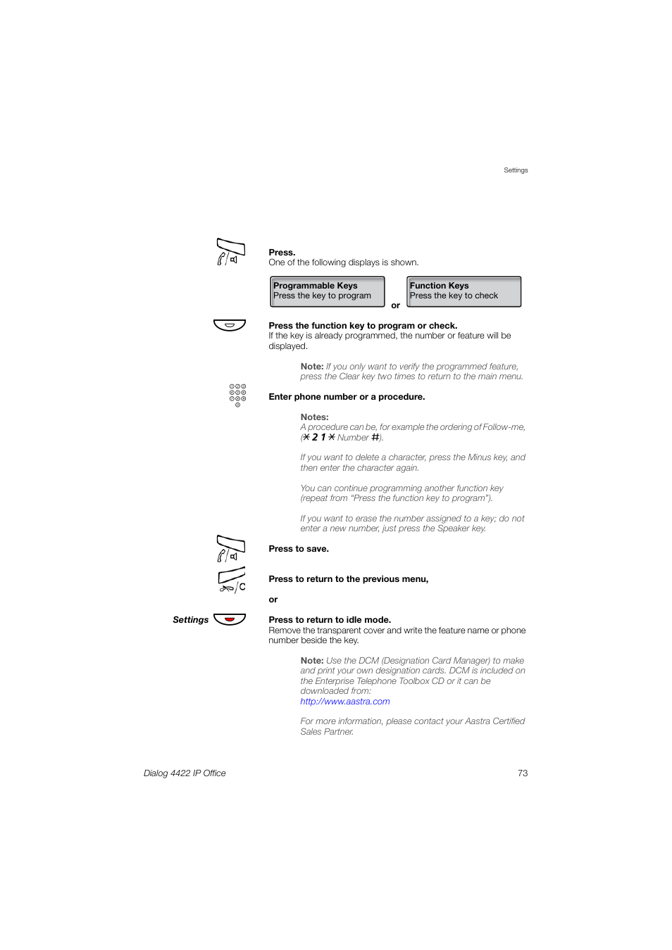 AASTRA 4422 IP Office (SIP) for MX-ONE User Guide User Manual | Page 73 / 111