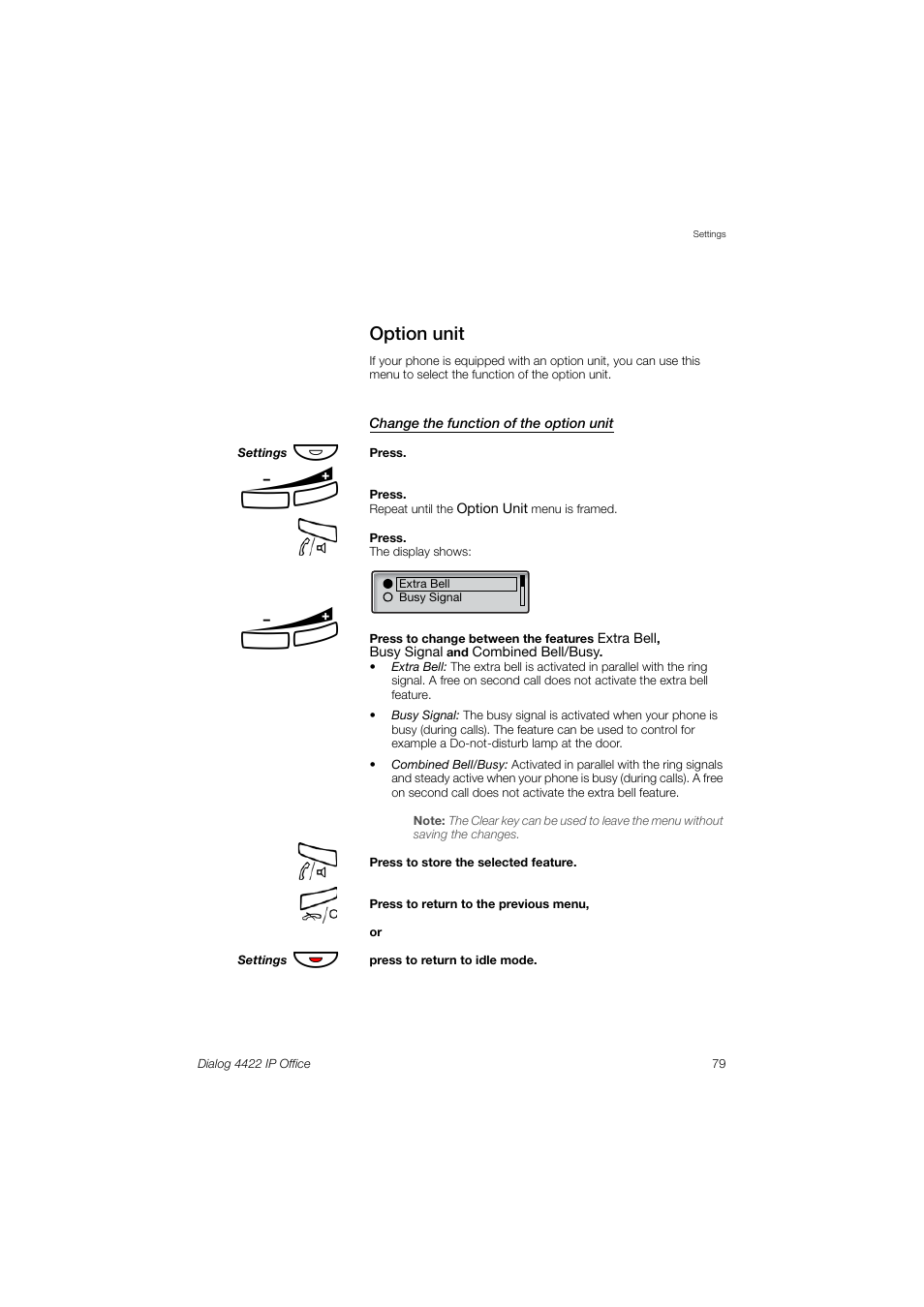 Option unit | AASTRA 4422 IP Office (SIP) for MX-ONE User Guide User Manual | Page 79 / 111