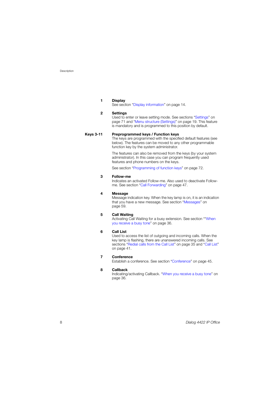 AASTRA 4422 IP Office (SIP) for MX-ONE User Guide User Manual | Page 8 / 111